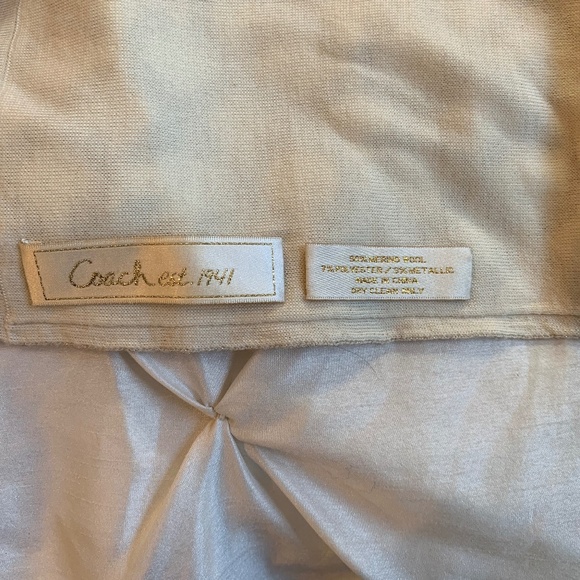 Coach Cream/Gold Wool Blend Scarf - Picture 2 of 4